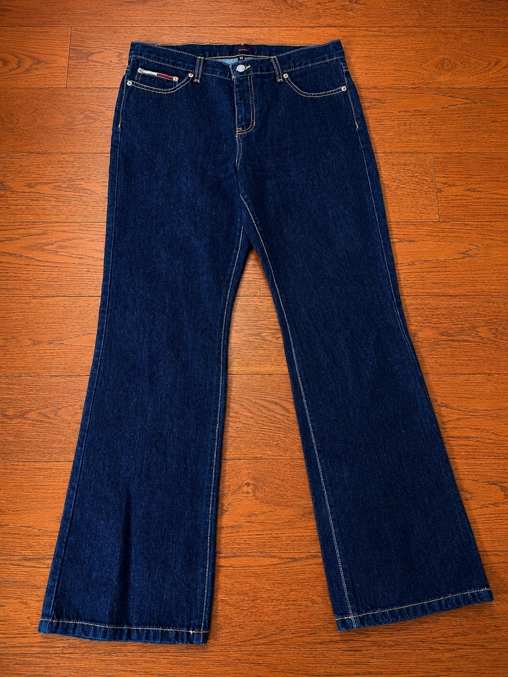 Tommy Jeans Y2K Flare Jeans Womens Size 13 Dark Wash Wide Leg Denim Vintage